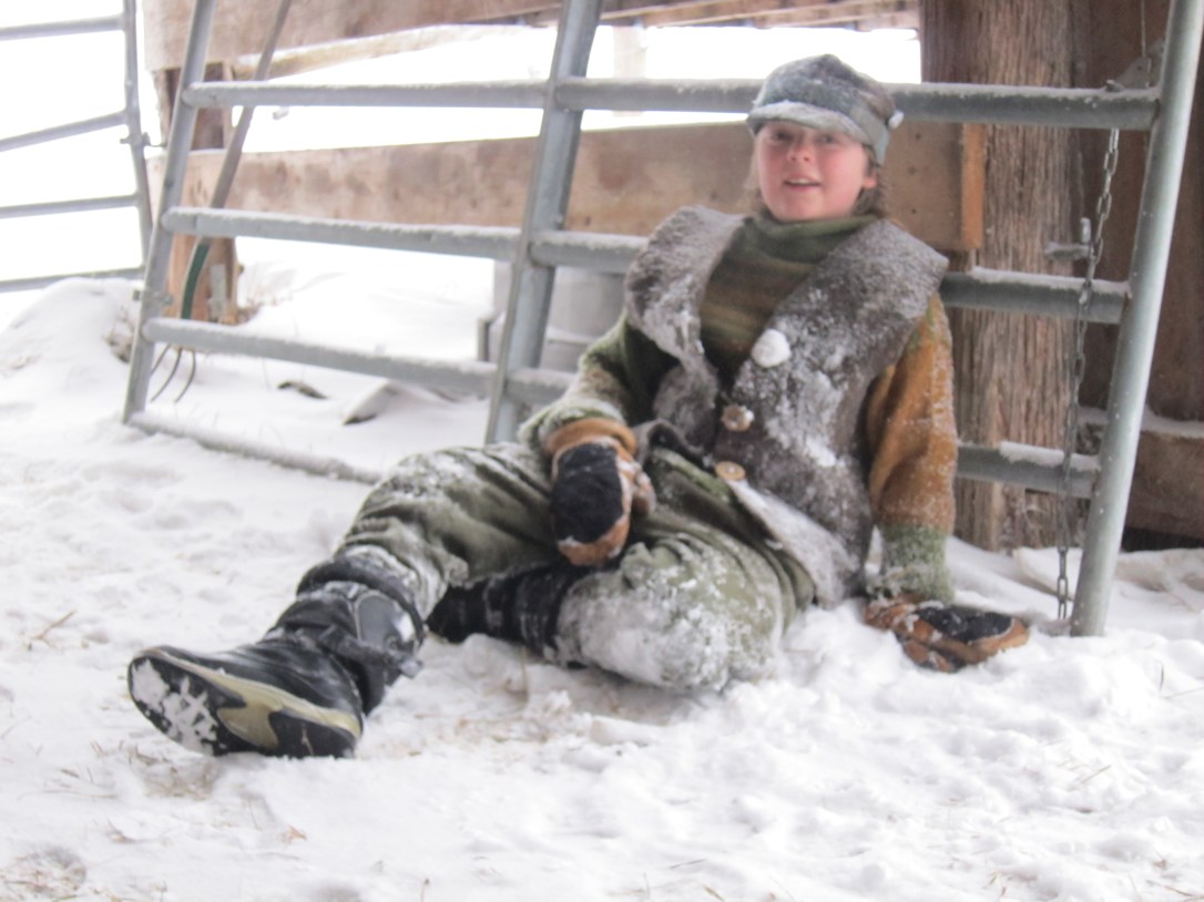 Keeping Penny company while she milks